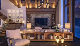 rendering-of-evening-living-room-of-chalet-picture-id616907988